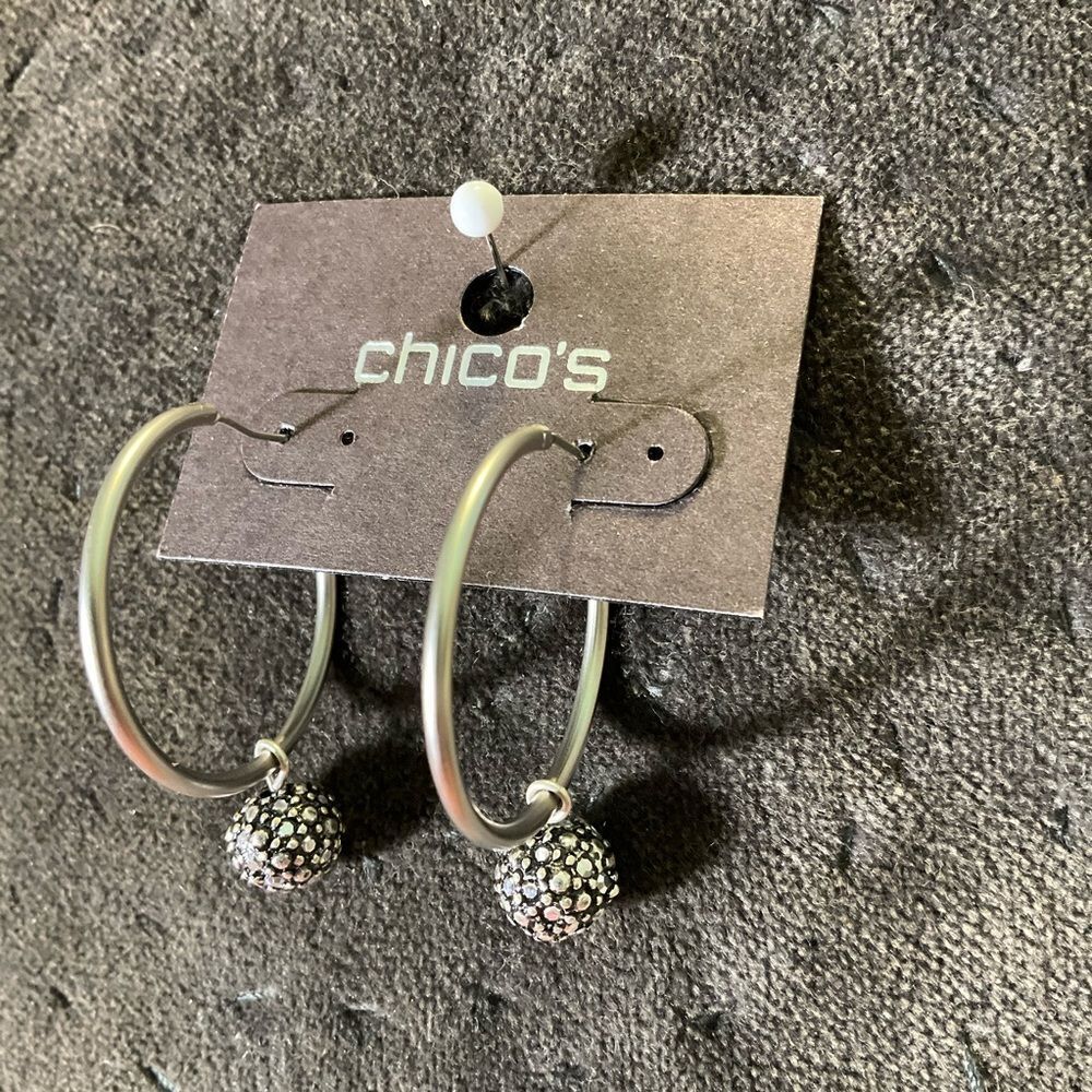 0006-Chico's Silver Hoop Earrings with Textured Accents